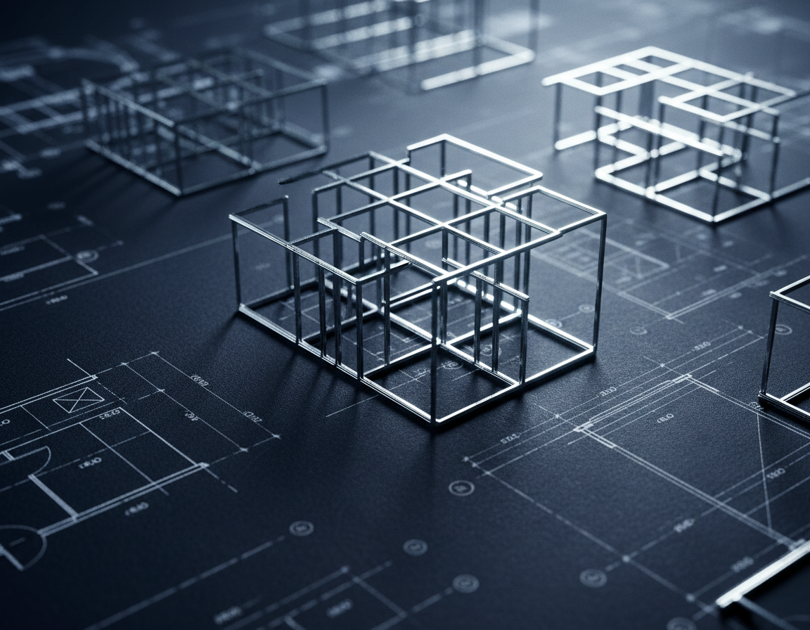 Conceptual wireframe representing complexity in research operations