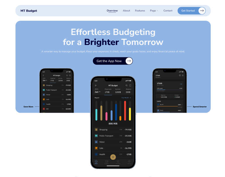 MT Budget – Finance Landing Page  2
