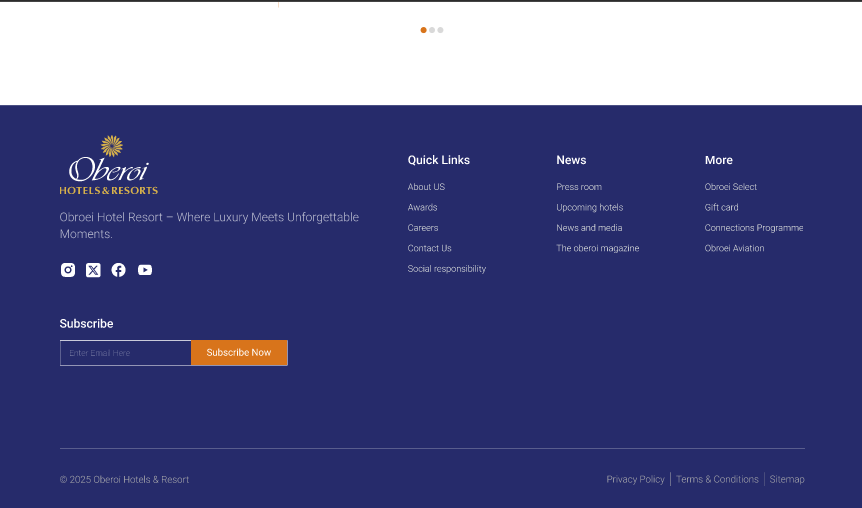 Oberoi Hotels Landing Page  5