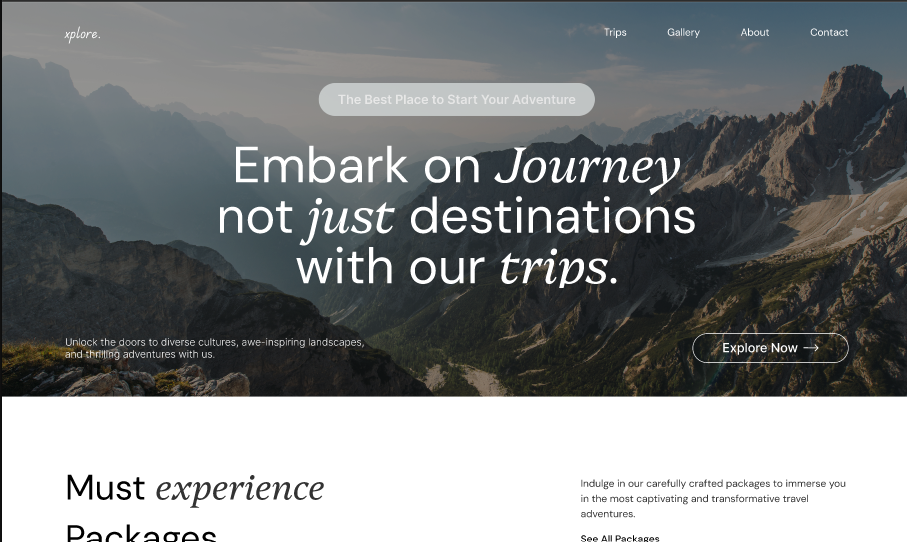 Xplore – Travel Landing Page  2